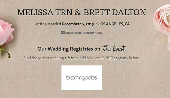 Happily married husband and wife: Melissa Trn and Brett Dalton wedding card